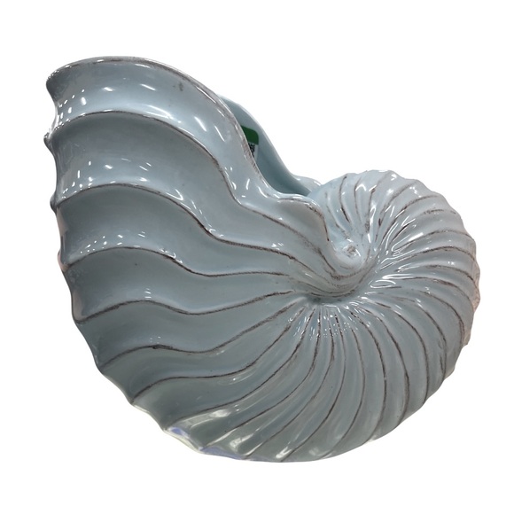Vintage Blue Nautilus Shell Planter Vase - Picture 8 of 8